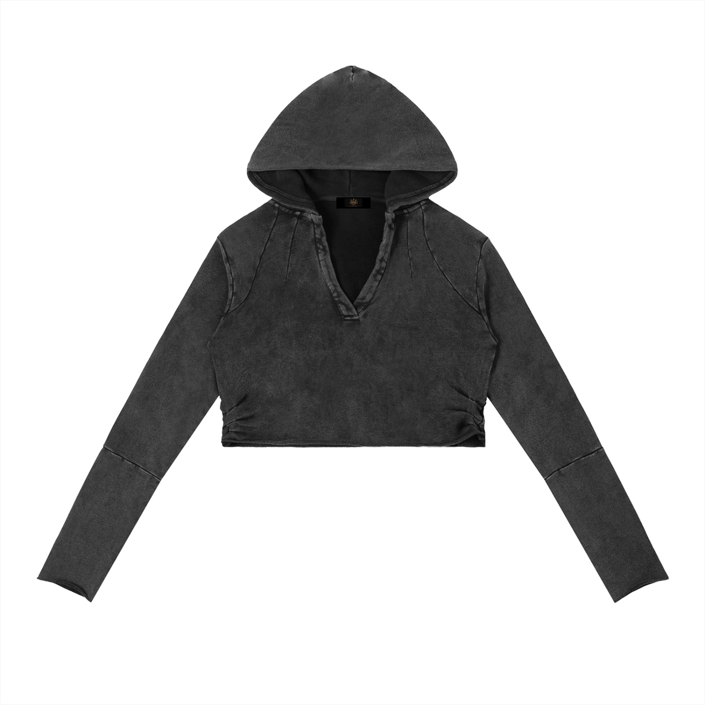 Raw Edge Cropped Hoodie