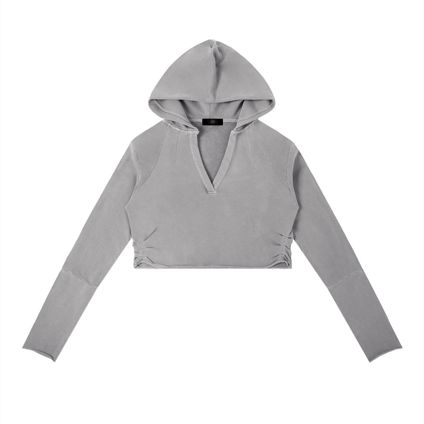 Raw Edge Cropped Hoodie - Image 3